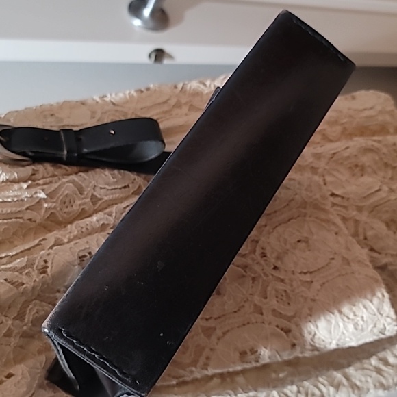 Vintage Black Leather Crossbody Bag 80s Punk Grunge Rock Indie Sleaze Rare Purse - Picture 5 of 16